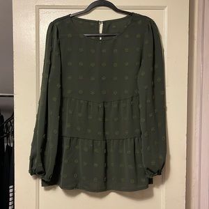 Green Swiss Dot Blouse